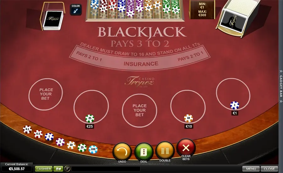 Blackjack Tisch beim Casino Tropez